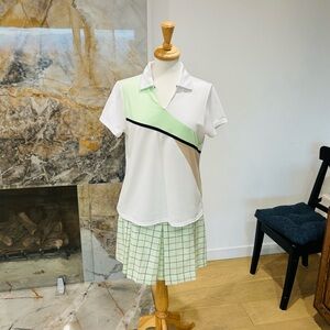 Izod Light Green Plaid Golf Shirt/Skort Bundle